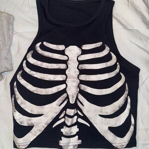 SHEIN Black and White Skeleton Crop Top